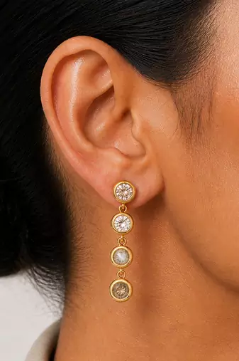Gold plated linear drop earrings