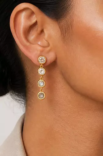 Gold plated linear drop earrings
