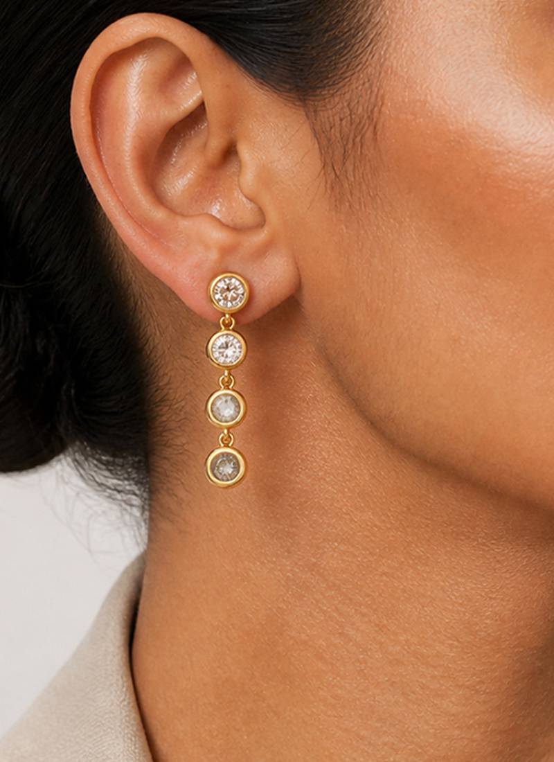 Gold plated linear drop earrings