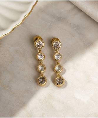 Gold plated linear drop earrings 3