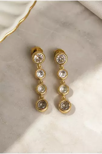 Gold plated linear drop earrings