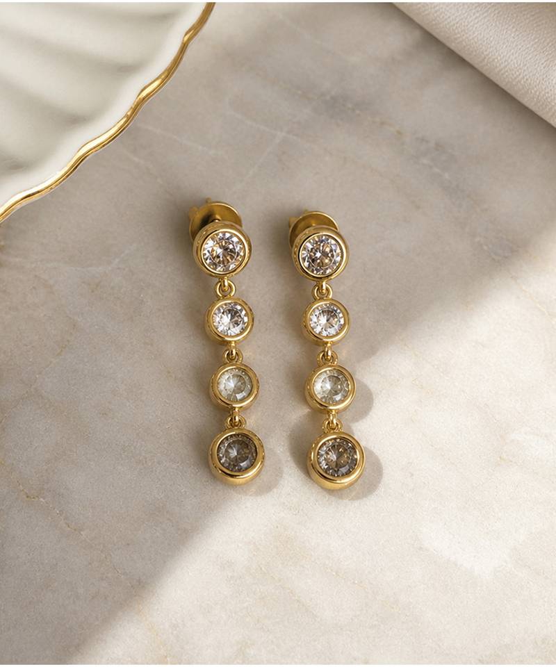 Gold plated linear drop earrings
