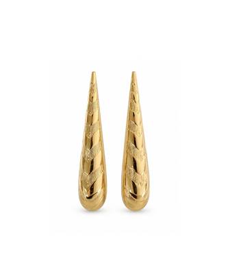 Silver gold polished cone drop earrings 2
