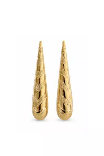 Silver gold polished cone drop earrings