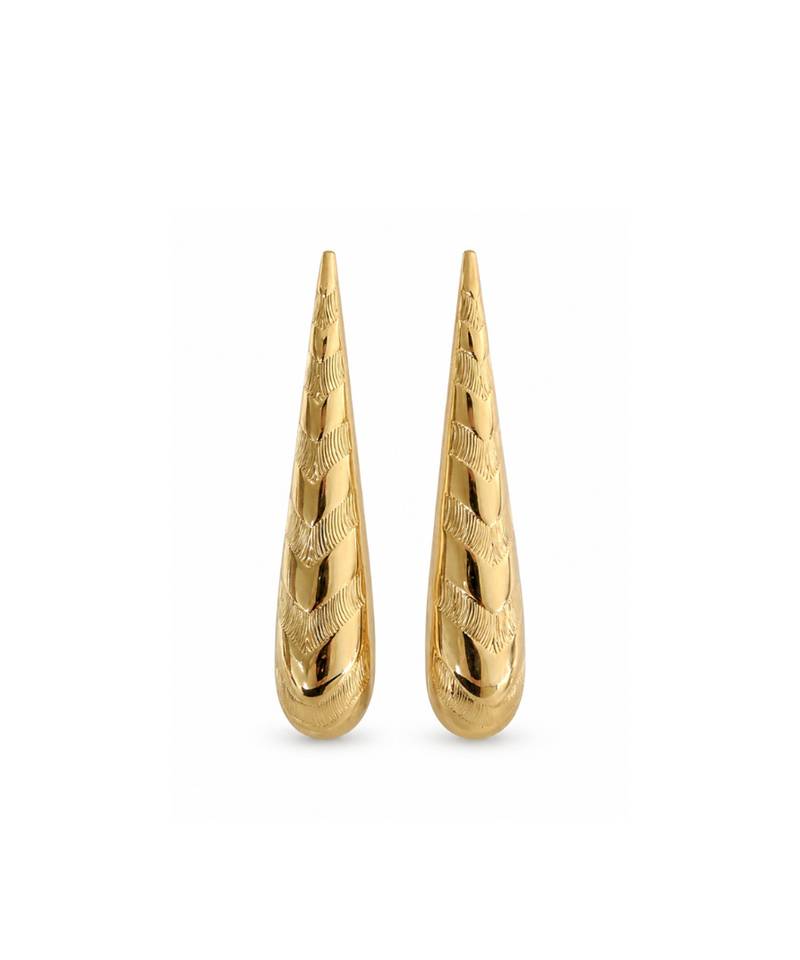 Silver gold polished cone drop earrings