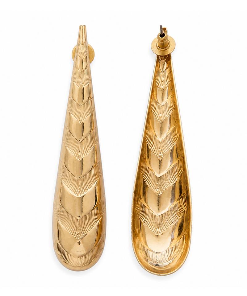 Silver gold polished cone drop earrings