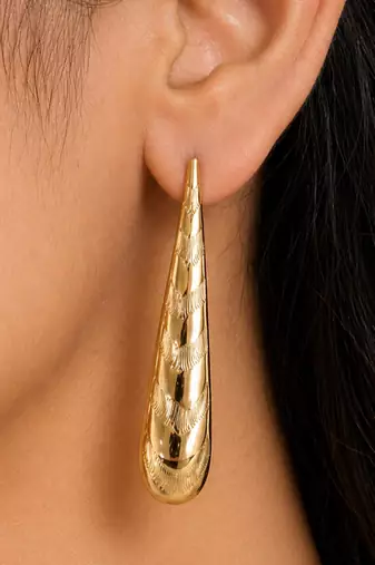 Silver gold polished cone drop earrings