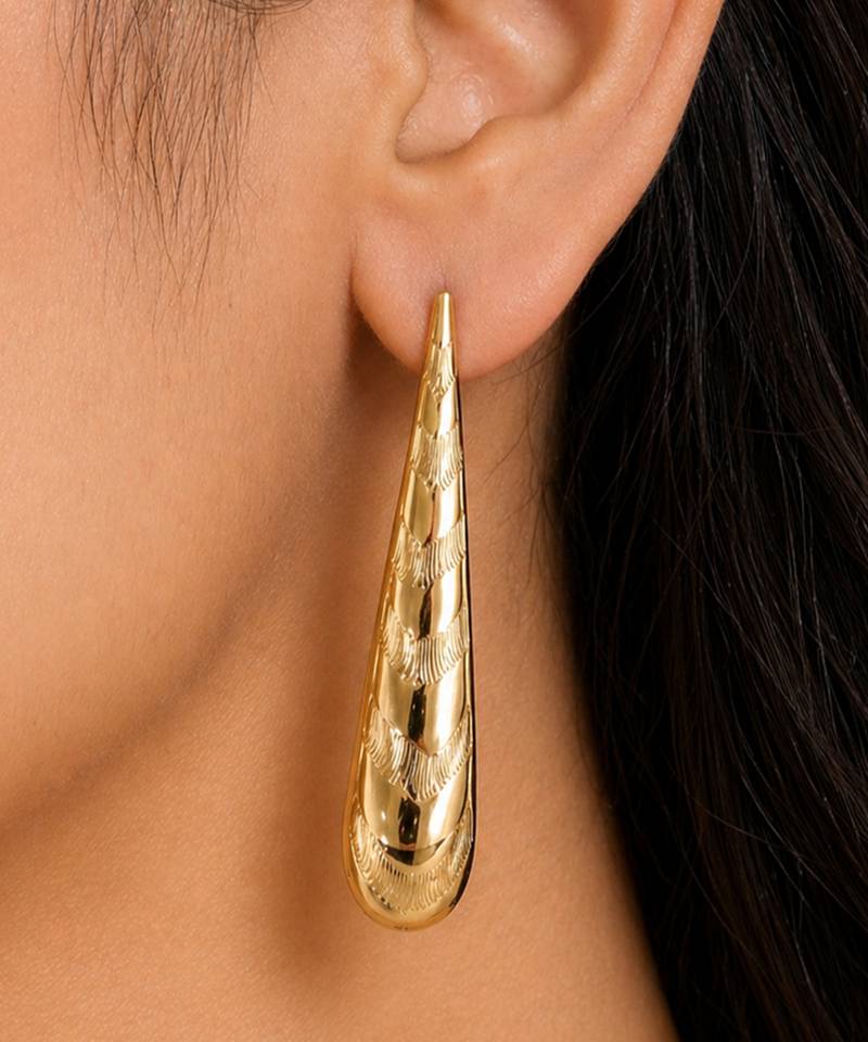 Silver gold polished cone drop earrings