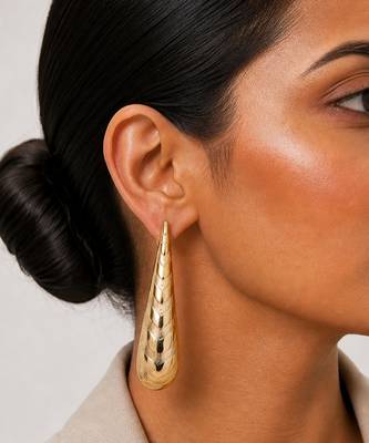 Silver gold polished cone drop earrings 1