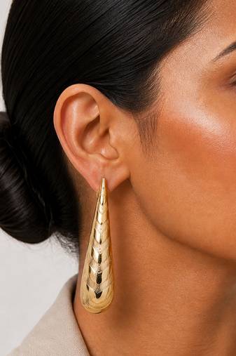 Silver gold polished cone drop earrings