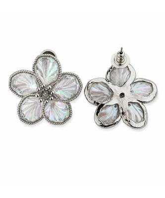Silver plated flower stud earrings 2