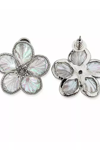 Silver plated flower stud earrings