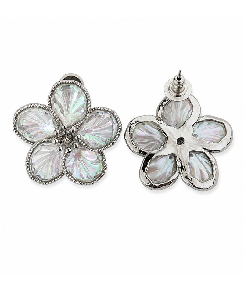 Silver plated flower stud earrings