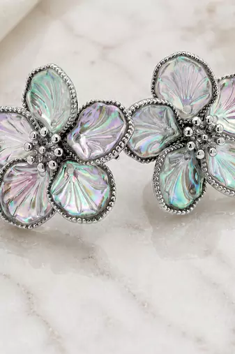 Silver plated flower stud earrings