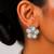 Silver plated flower stud earrings