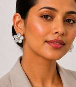 Silver plated flower stud earrings