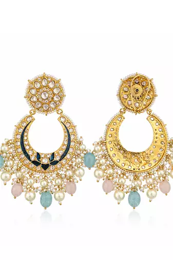 Gold plated multicolor kundan earrings