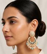 Gold plated multicolor kundan earrings