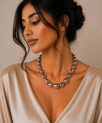 Metallic dual tone multicolor necklace 1