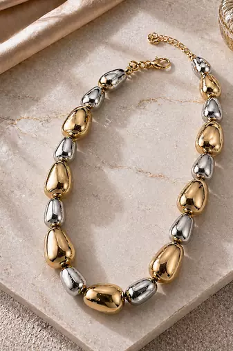 Metallic dual tone multicolor necklace