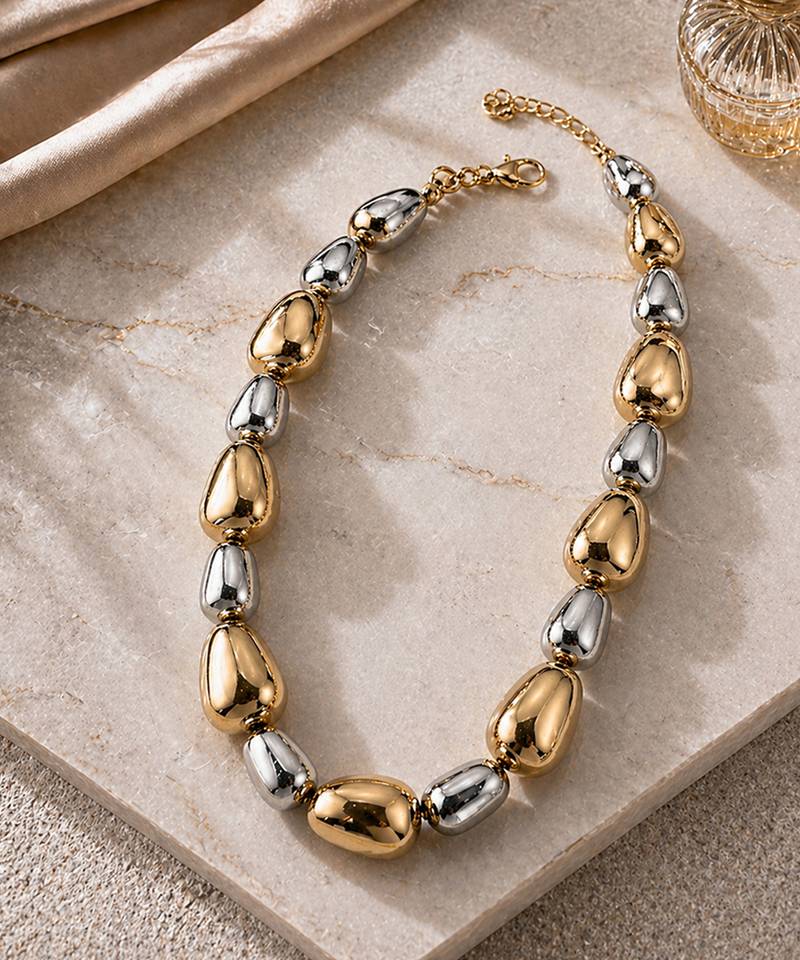 Metallic dual tone multicolor necklace