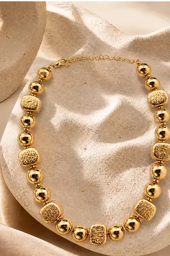 Gold plated bead statement necklace