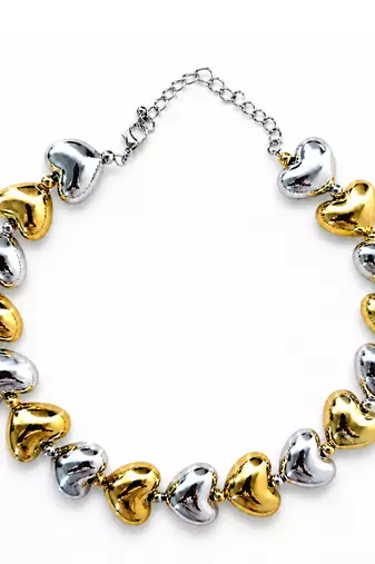 Metallic dual tone multicolor heart necklace
