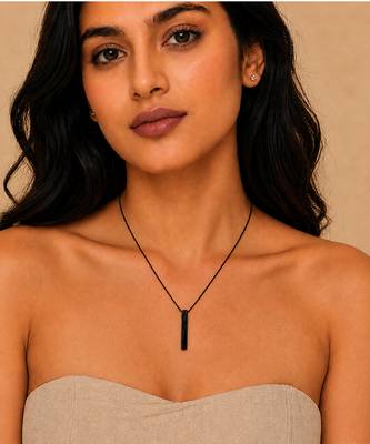 Metallic black pendant ball chain necklace 1