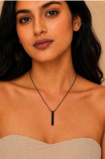 Metallic black pendant ball chain necklace