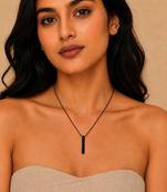 Metallic black pendant ball chain necklace