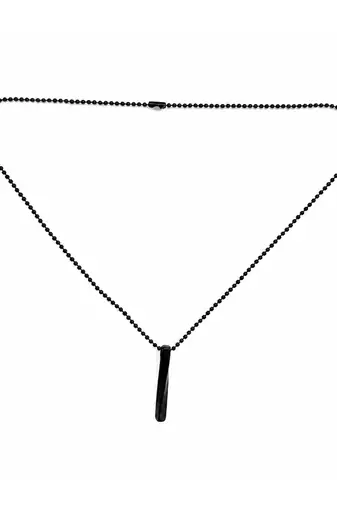 Metallic black pendant ball chain necklace