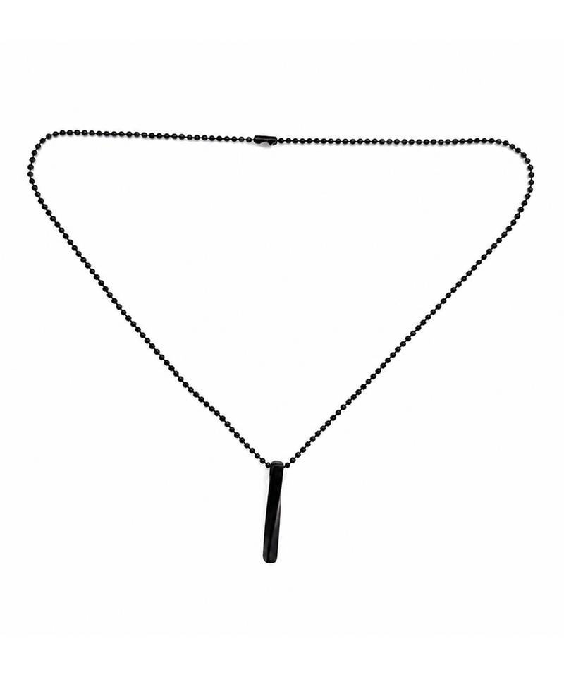 Metallic black pendant ball chain necklace