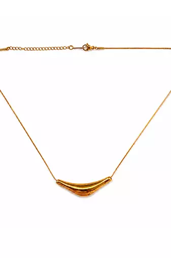 Metallic gold varka crescent pendant necklace