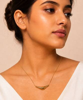 Metallic gold varka crescent pendant necklace 1