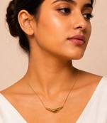 Metallic gold varka crescent pendant necklace