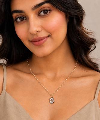 Floral enamel oval pendant necklace 1