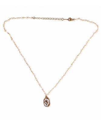 Floral enamel oval pendant necklace 2