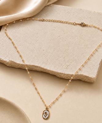 Floral enamel oval pendant necklace 4