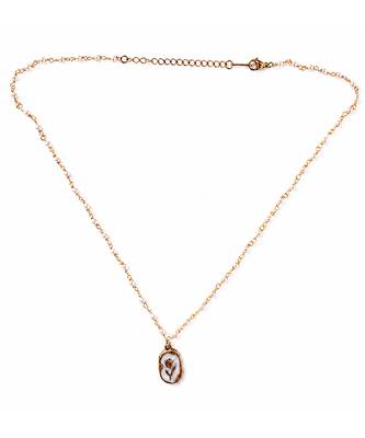 Gold chaand oval shell pendant necklace 2