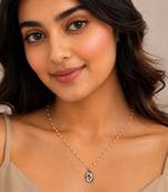 Gold chaand oval shell pendant necklace