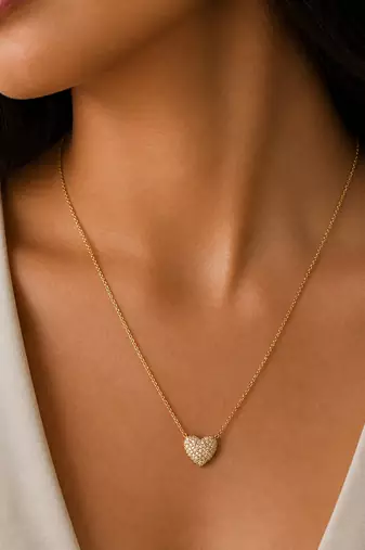 Gold mini heart pendant necklace