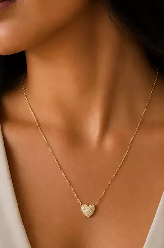 Gold mini heart pendant necklace