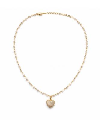 Gold bead chain heart necklace 2
