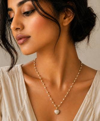 Gold bead chain heart necklace 1