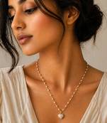 Gold bead chain heart necklace