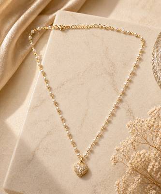 Gold bead chain heart necklace 3