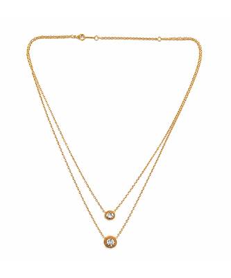 Gold double chain ball pendant necklace 2