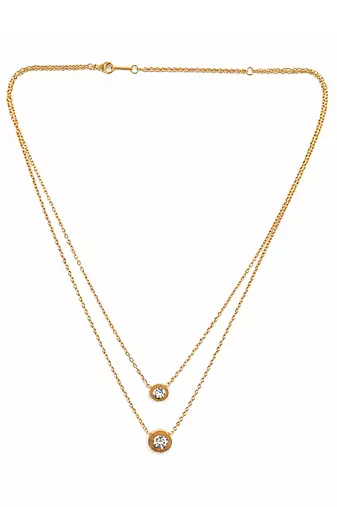 Gold double chain ball pendant necklace