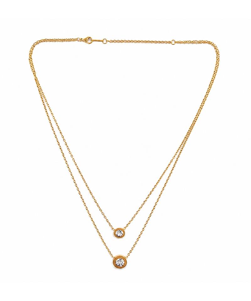 Gold double chain ball pendant necklace