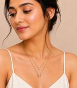 Gold double chain ball pendant necklace